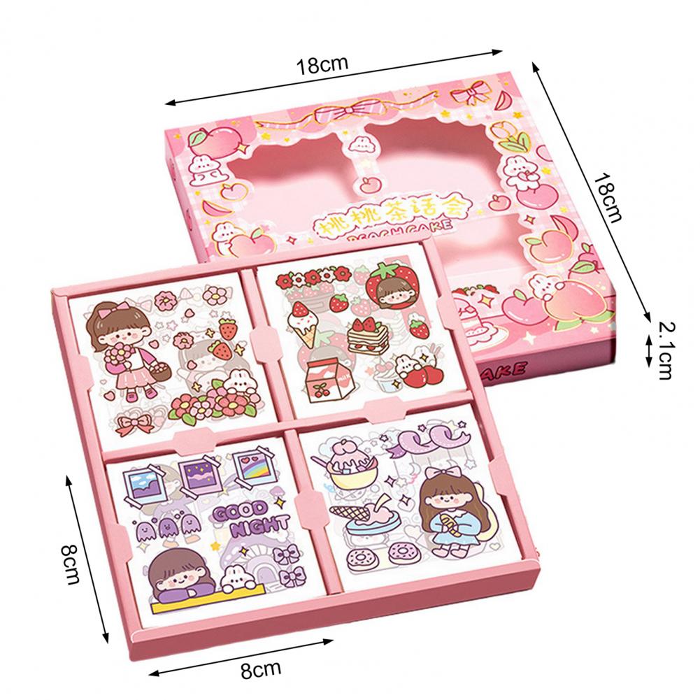 100Pcs/Set Cartoon Stickers Rich Patterns Self-adhesive Children Stationery Palm Stickers Daily Use PET Waterproof Handbook DecorationCreative Childrens Pocket Stickers Kids Gifts