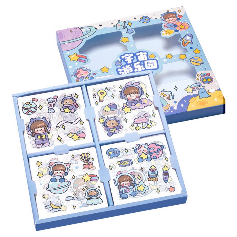 100Pcs/Set Cartoon Stickers Rich Patterns Self-adhesive Children Stationery Palm Stickers Daily Use PET Waterproof Handbook DecorationCreative Childrens Pocket Stickers Kids Gifts