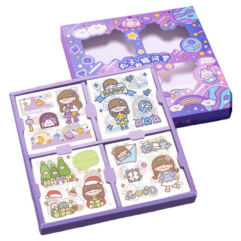 100Pcs/Set Cartoon Stickers Rich Patterns Self-adhesive Children Stationery Palm Stickers Daily Use PET Waterproof Handbook DecorationCreative Childrens Pocket Stickers Kids Gifts