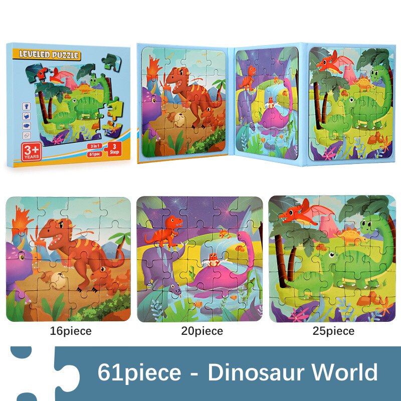 37/48/61/75/97 Pieces Magnetic Puzzles for Kids Montessori Games Cartoon Animals Jigsaw Book Baby Educational Toys Children Gift