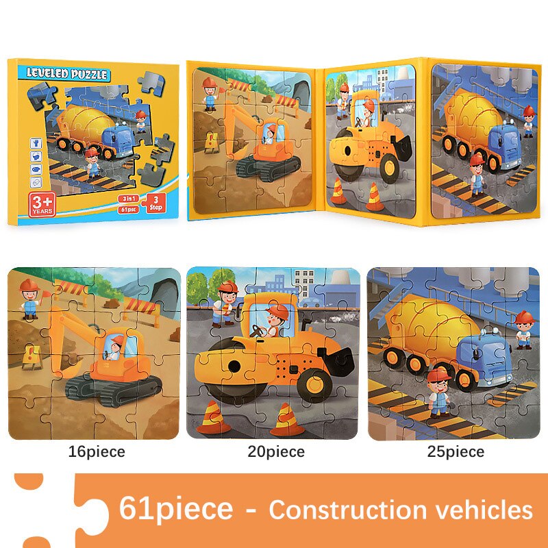 37/48/61/75/97 Pieces Magnetic Puzzles for Kids Montessori Games Cartoon Animals Jigsaw Book Baby Educational Toys Children Gift