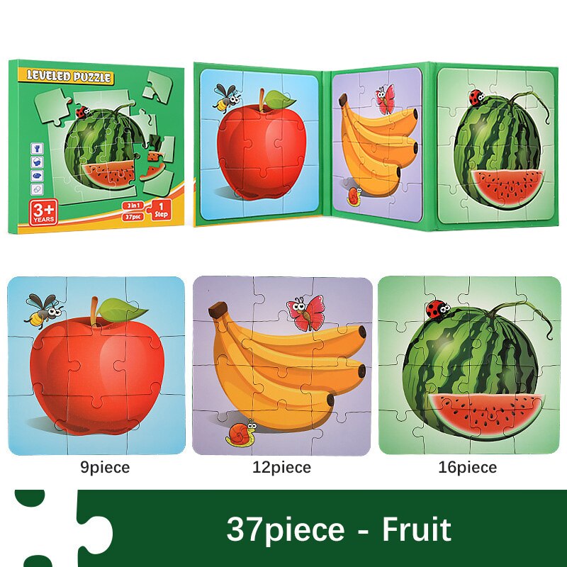 37/48/61/75/97 Pieces Magnetic Puzzles for Kids Montessori Games Cartoon Animals Jigsaw Book Baby Educational Toys Children Gift