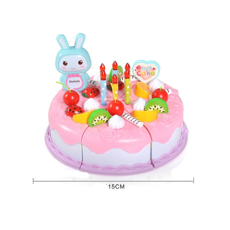 37pcs/set Kitchen Toys Cake Food DIY Pretend Play Cutting Birthday Toy Fruit Cream Birthday Educational Gift For Children Girls