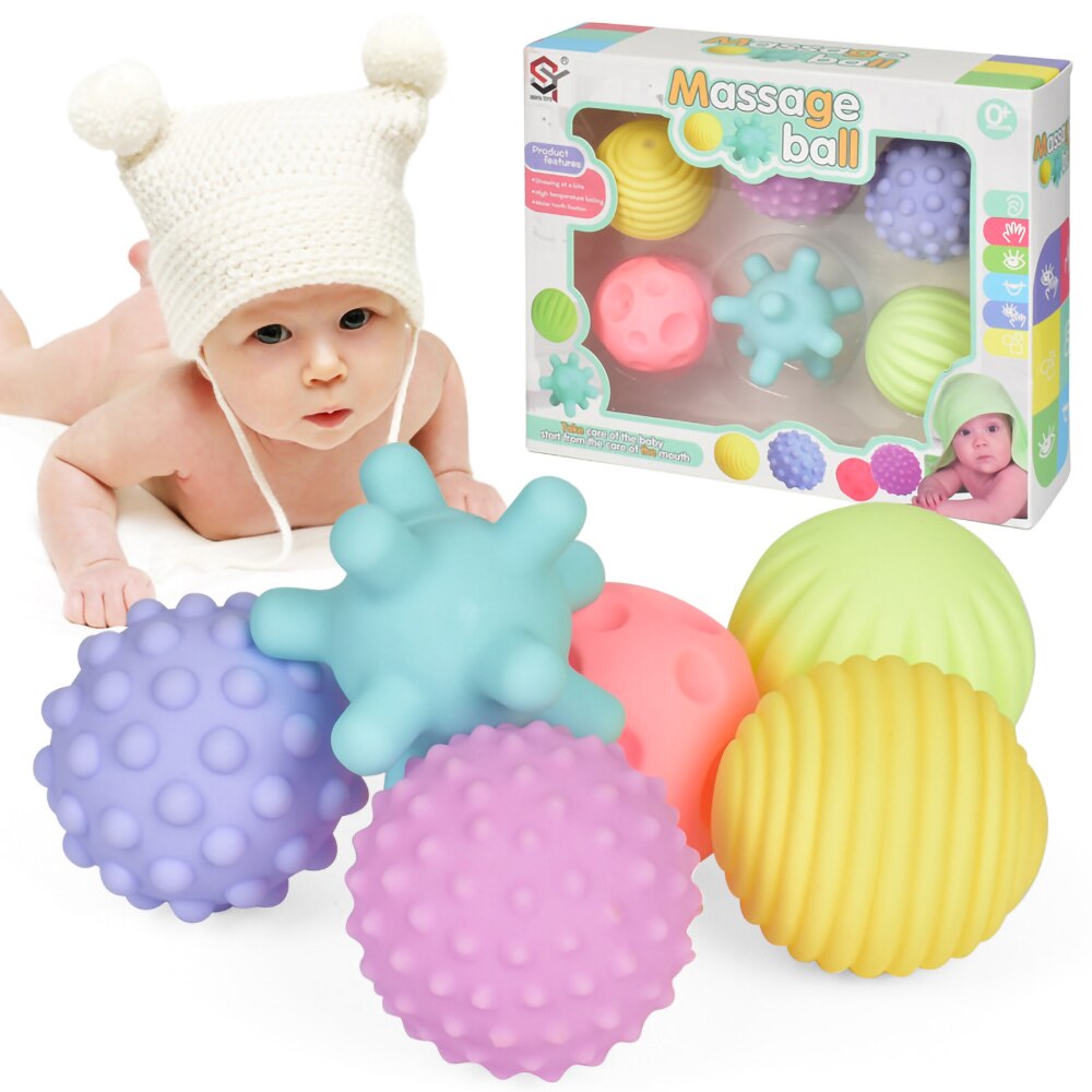 6pcs Baby Hand Ball Toys Soft Sensory Ball Catching Kids Toys Hand Ball Multi-Textured Rubber Texture Touch Training Dog Cat Toy