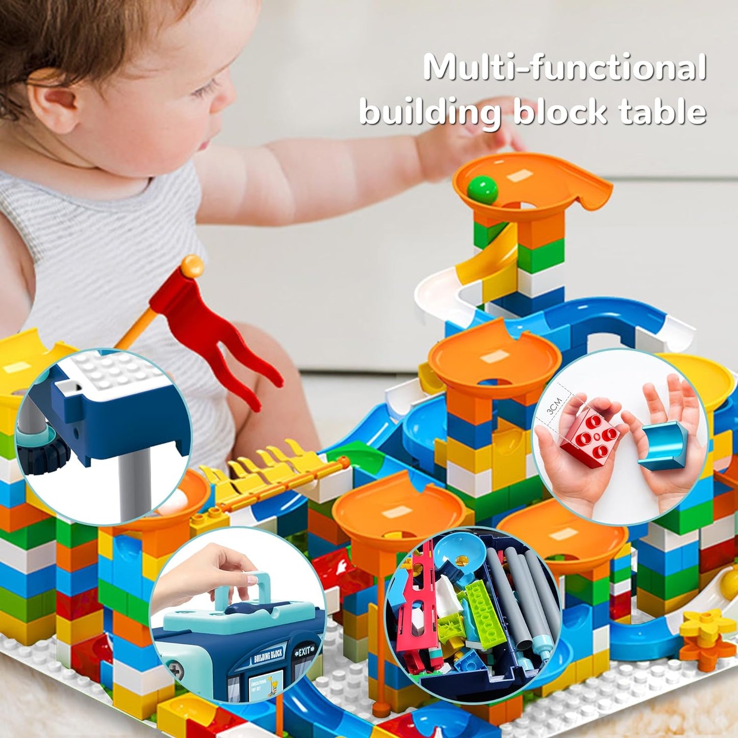 Building Blocks Set Activity Play Table with Storage, Educational Take Apart Toys Imaginative Gifts