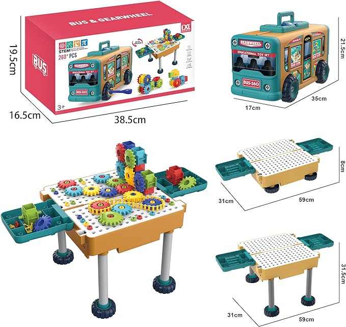 Building Blocks Set Activity Play Table with Storage, Educational Take Apart Toys Imaginative Gifts