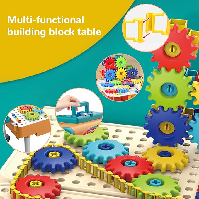 Building Blocks Set Activity Play Table with Storage, Educational Take Apart Toys Imaginative Gifts
