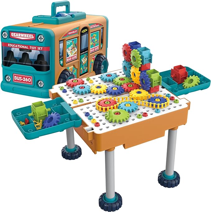Building Blocks Set Activity Play Table with Storage, Educational Take Apart Toys Imaginative Gifts