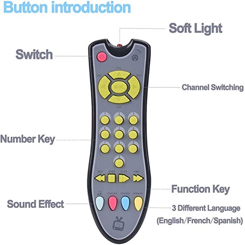 Baby TV Remote Control Kids Musical Early Educational Toys Simulation Remote Control Children English Numbers Learning Toy Gift