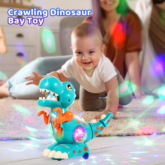 Crawling Dinosaur Baby Toys Tummy Time Music and Colorful LED Lights Interactive Musical Light up Baby Crawling Toys for Toddler