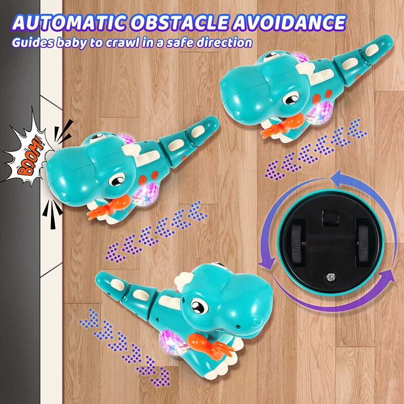 Crawling Dinosaur Baby Toys Tummy Time Music and Colorful LED Lights Interactive Musical Light up Baby Crawling Toys for Toddler