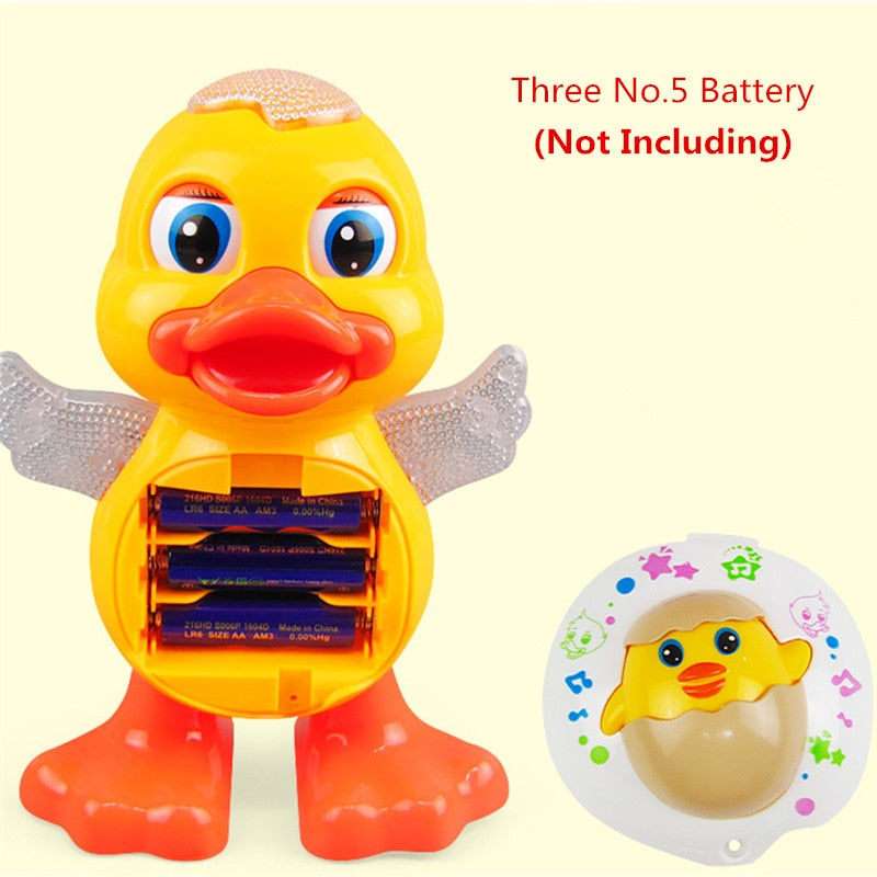 Cute Dancing Swing Duck Cartoon Little Duck Electric Light Music Educational Toy Doll Interactive Children's Gift