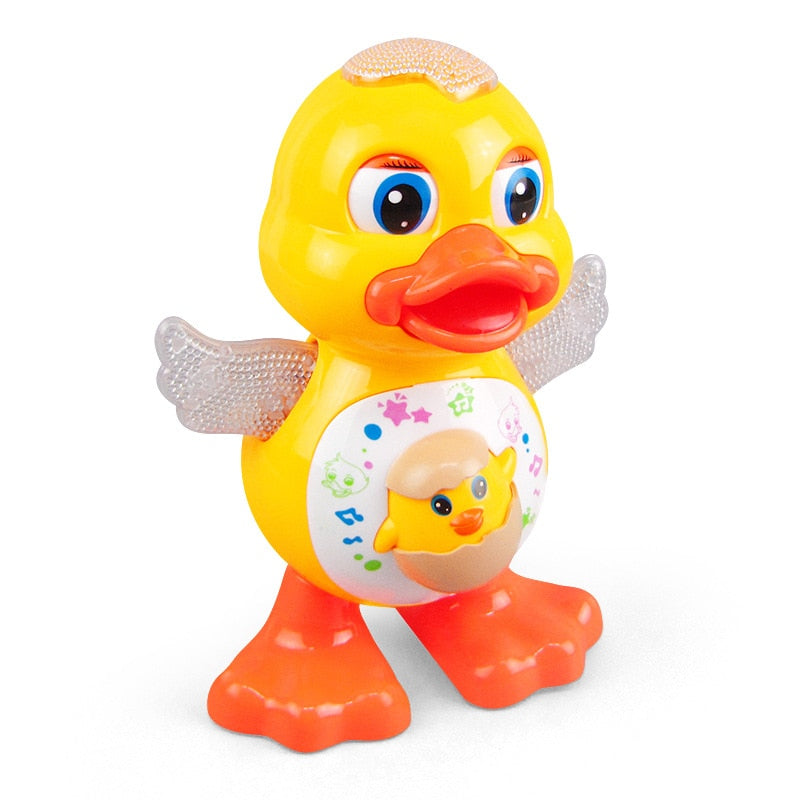 Cute Dancing Swing Duck Cartoon Little Duck Electric Light Music Educational Toy Doll Interactive Children's Gift