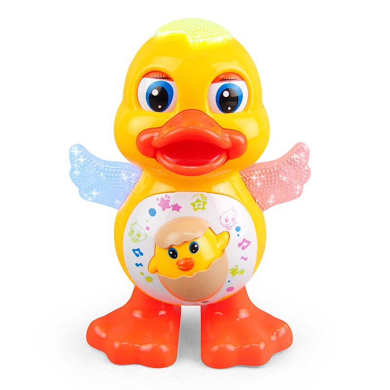 Cute Dancing Swing Duck Cartoon Little Duck Electric Light Music Educational Toy Doll Interactive Children's Gift