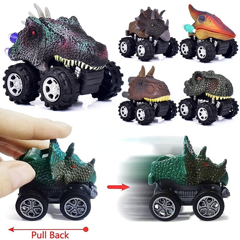 Dinosaur Pull Back Cars Toy Monster Truck Toy Car Mini Models with Big Tires Children Educational Toys Kids Boys Birthday Gifts