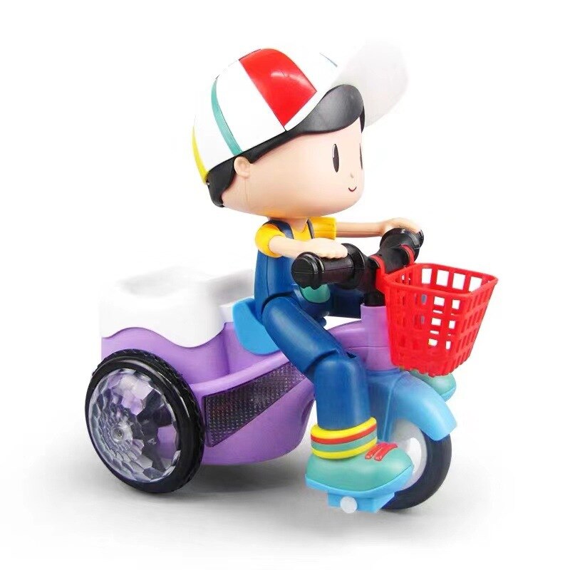 Electric Powered Stunt Tricycle Car 360 Degree Rotating Music Light Children Toy Gift