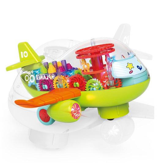 Electronic Transparent Music Gear Carousel Plane Musical Led Light Early Education Funny Children Toy Gift