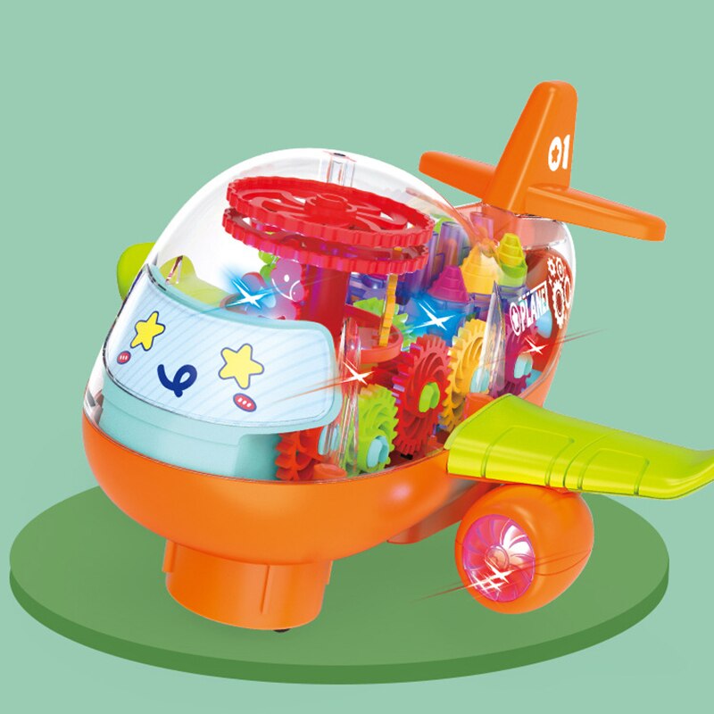 Electronic Transparent Music Gear Carousel Plane Musical Led Light Early Education Funny Children Toy Gift