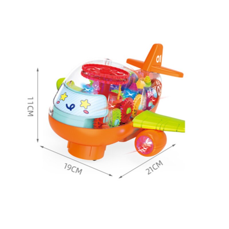 Electronic Transparent Music Gear Carousel Plane Musical Led Light Early Education Funny Children Toy Gift