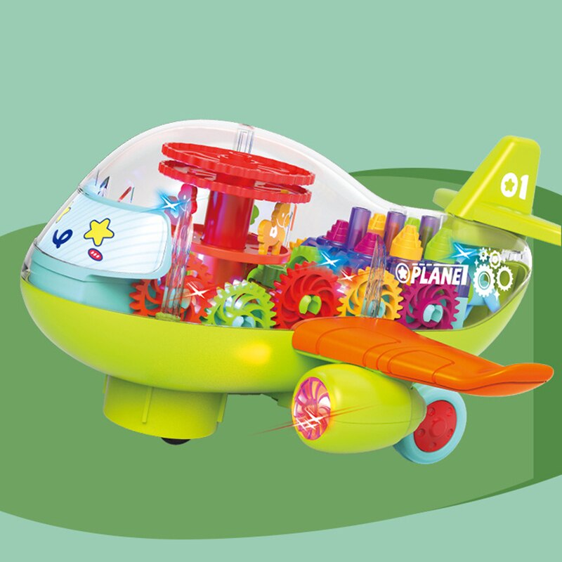 Electronic Transparent Music Gear Carousel Plane Musical Led Light Early Education Funny Children Toy Gift