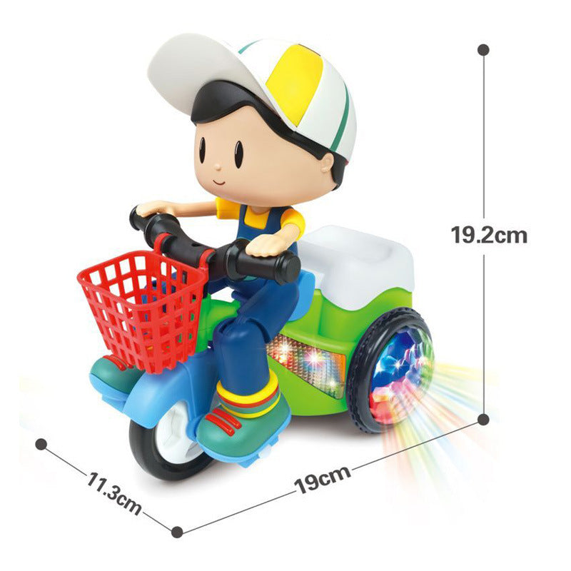 Electric Powered Stunt Tricycle Car 360 Degree Rotating Music Light Children Toy Gift