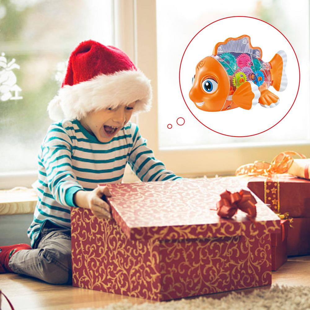 Infant Toys Transparent Gear Fish Baby Light Music Toy Musical Preschool Early Educational Toy Ideal Fish For Kids  Xmas Present