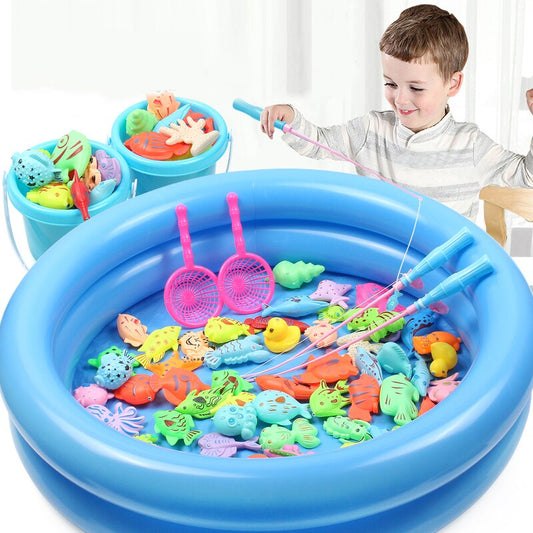 Magnetic Fishing Pool Toys Game for Kids Play Water Bathtub Plastic Floating Fish Indoor and Outdoor Sport Toys Gift