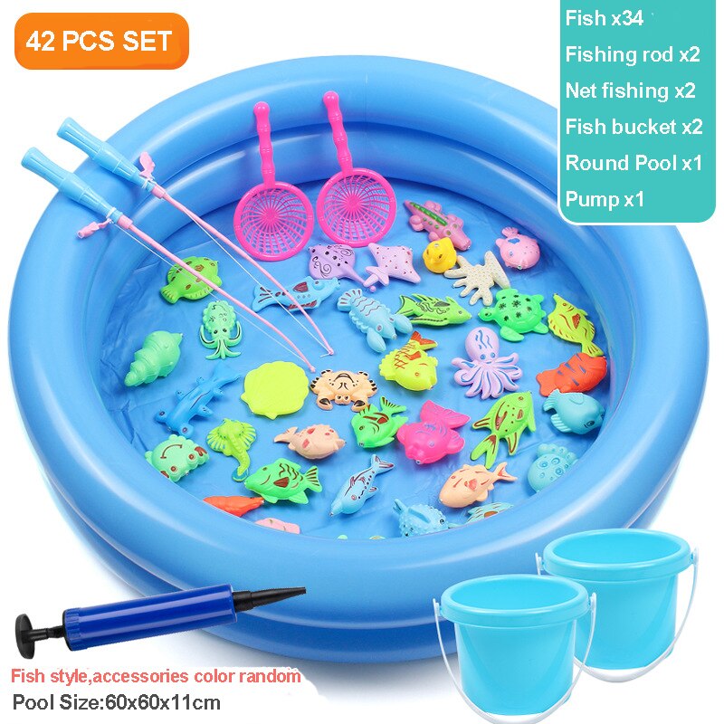 Magnetic Fishing Pool Toys Game for Kids Play Water Bathtub Plastic Floating Fish Indoor and Outdoor Sport Toys Gift