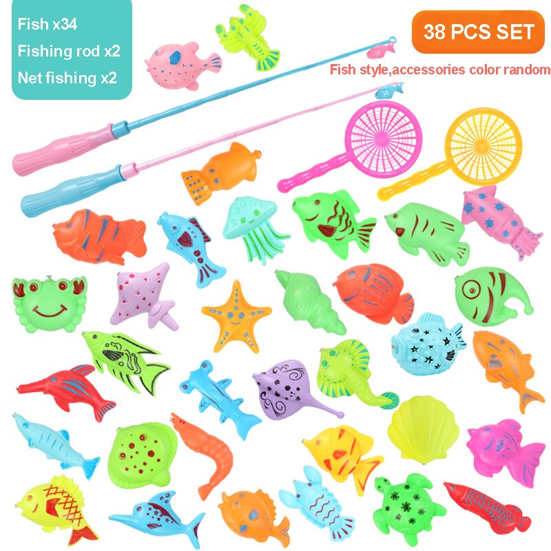 Magnetic Fishing Pool Toys Game for Kids Play Water Bathtub Plastic Floating Fish Indoor and Outdoor Sport Toys Gift