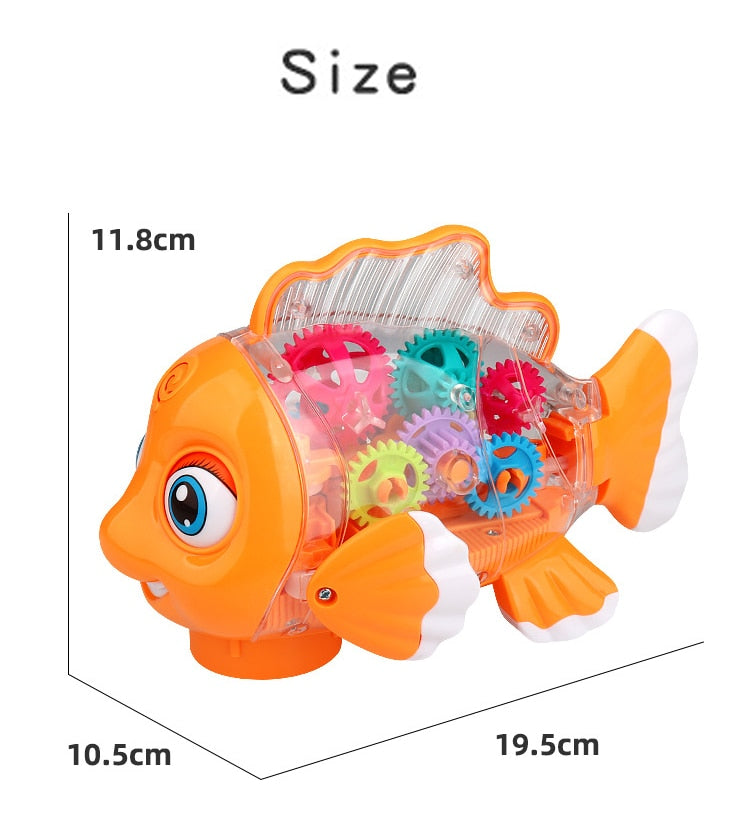 Infant Toys Transparent Gear Fish Baby Light Music Toy Musical Preschool Early Educational Toy Ideal Fish For Kids  Xmas Present