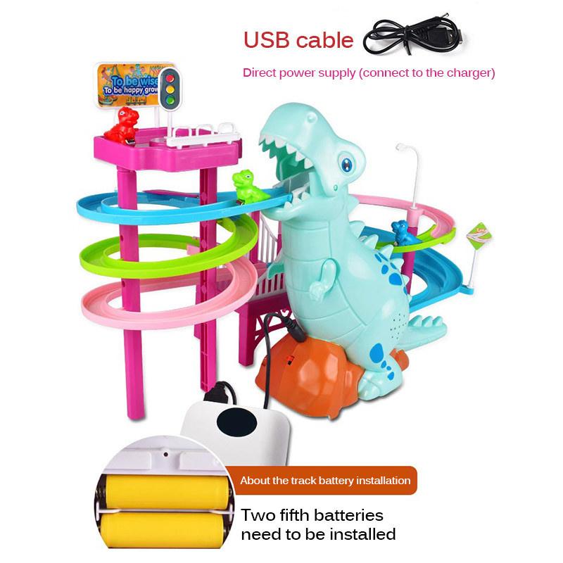 Electric Slide Toy 3-6 Years Old Dinosaur Climbing Stairs Music Light Game Educational Children's Toy Holiday Gift