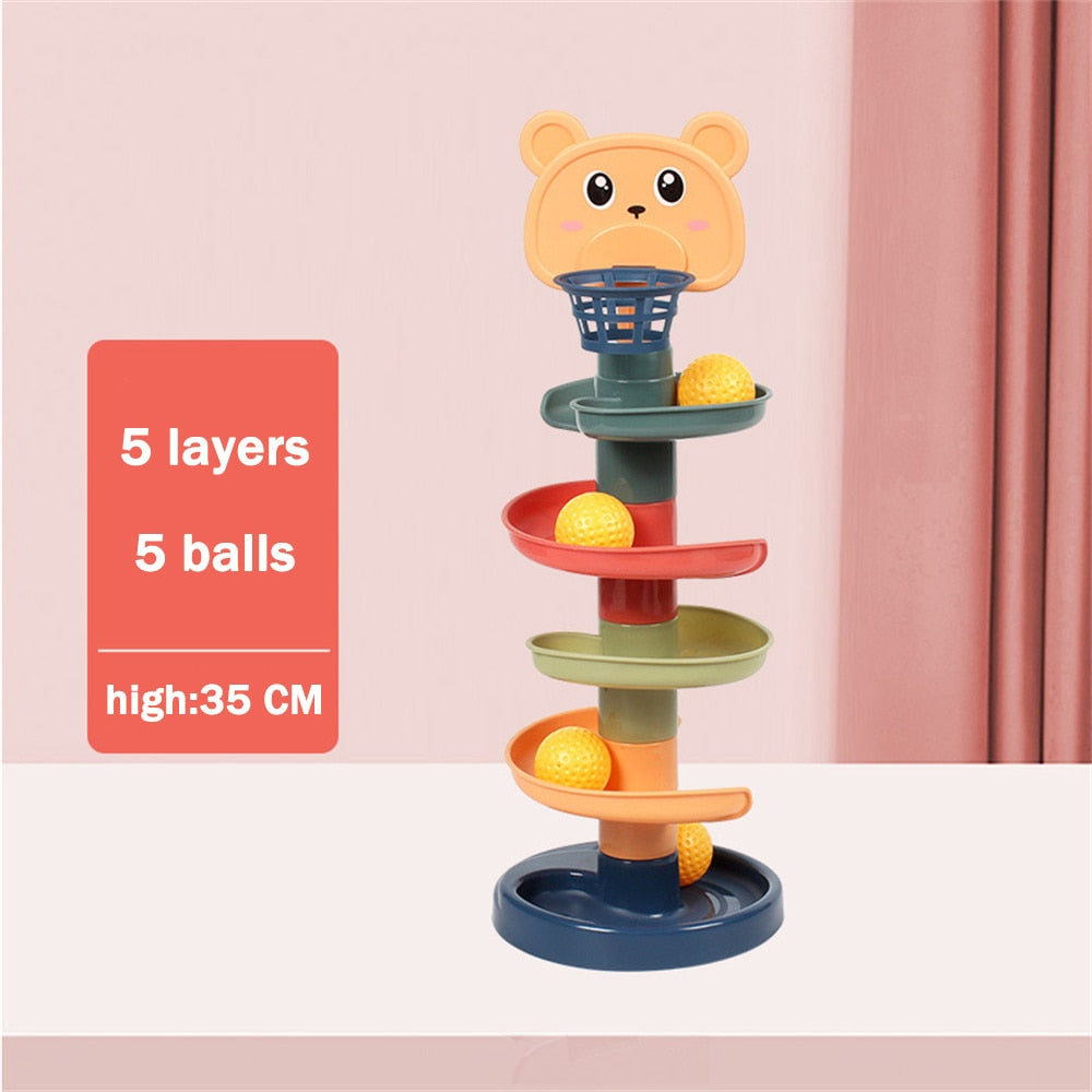 Baby toys rolling ball stacking tower baby early education toys rotating track