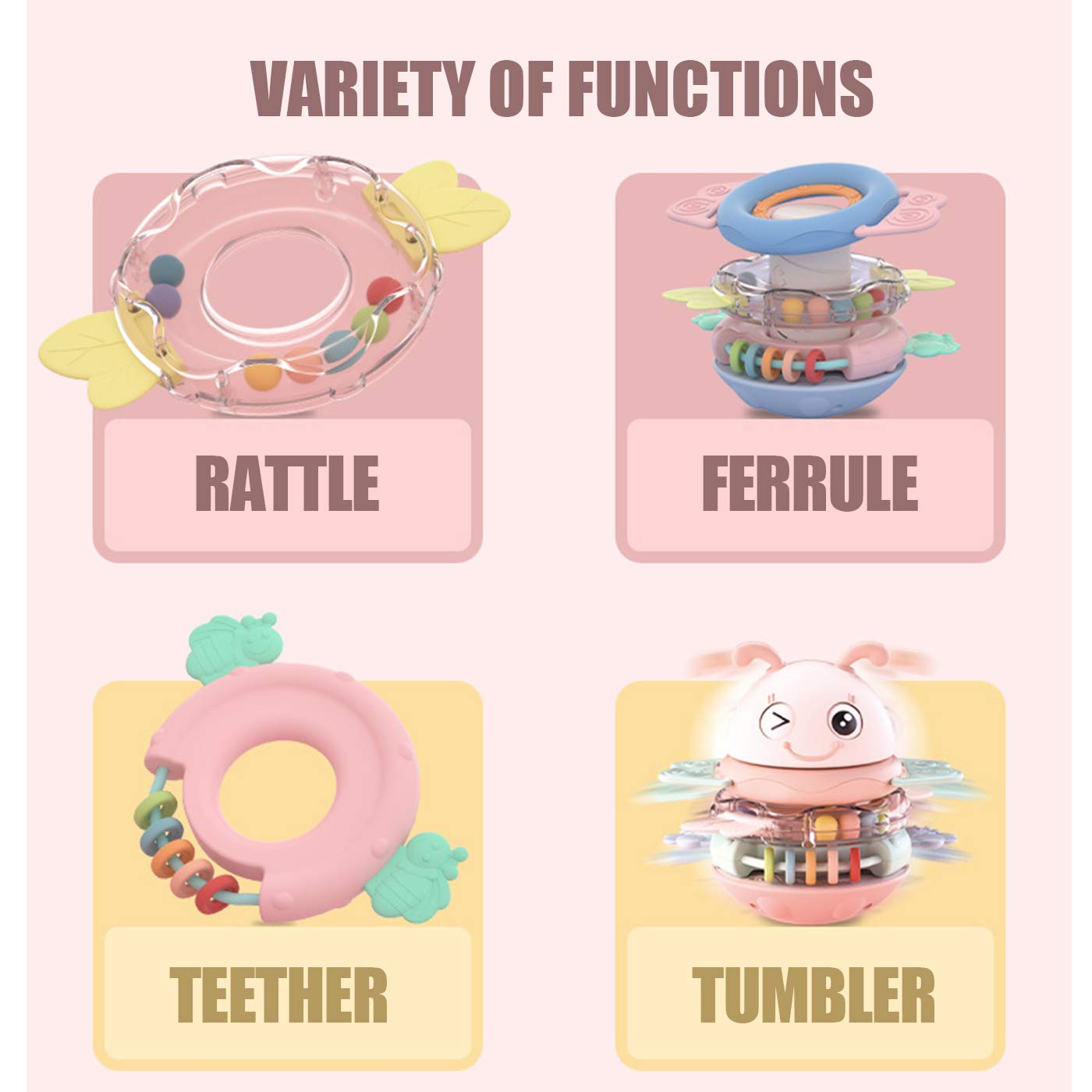 Tumbler Music Baby Rattle Teether Toys Stacking Ring For Kids