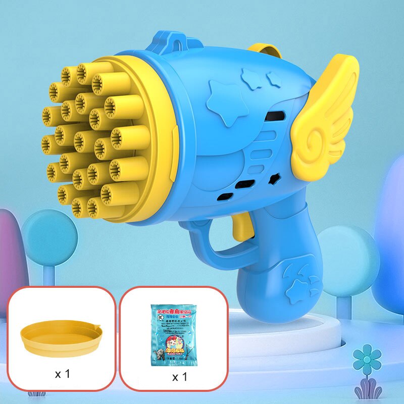 Bubble Gun Rocket 70 Holes Soap Bubbles Machine Gun Shape Automatic Blower With Light Toys For Kids Pomperos Children's Day Gift