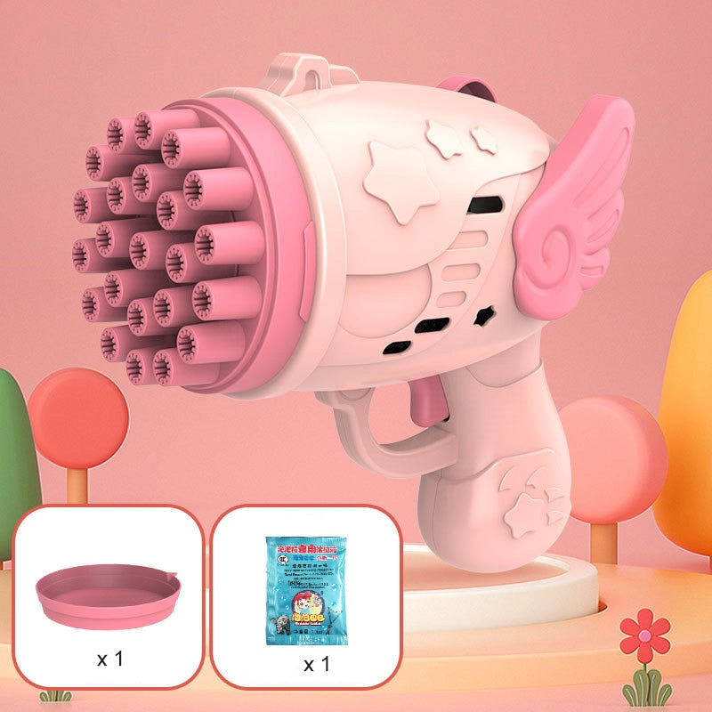 Bubble Gun Rocket 70 Holes Soap Bubbles Machine Gun Shape Automatic Blower With Light Toys For Kids Pomperos Children's Day Gift