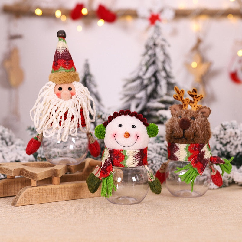 Christmas Gift Bags Candy Jar Storage Bottle Santa Bag