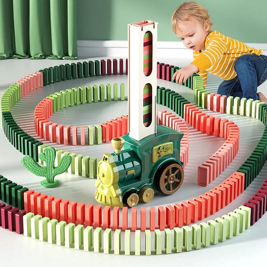 Domino Train Domino Blocks Set Auto Lying Block Toy Stacking Game Fun Colorful Train DIY Toy Gift