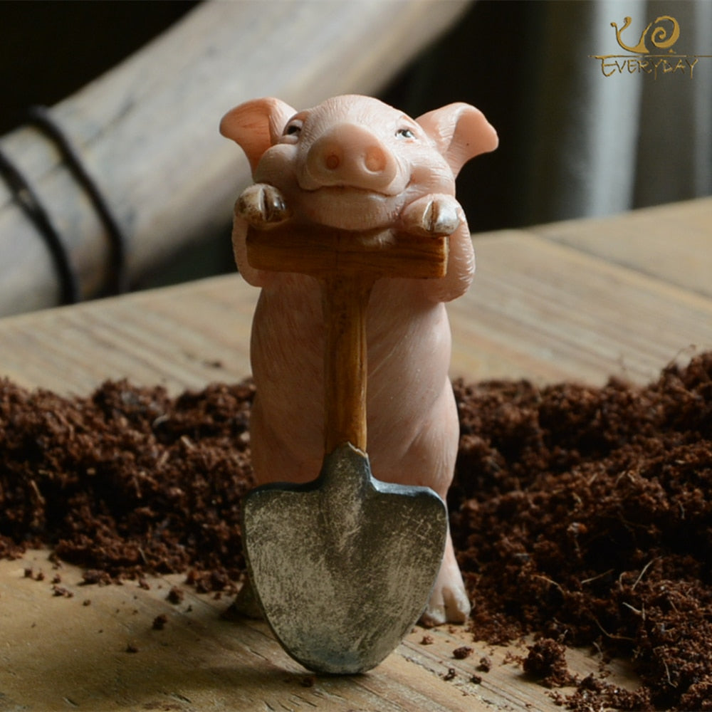 Home Decor Garden Miniature Animal Figurines Desktop Decoration Cute Pig Figure Toys Gift for Children