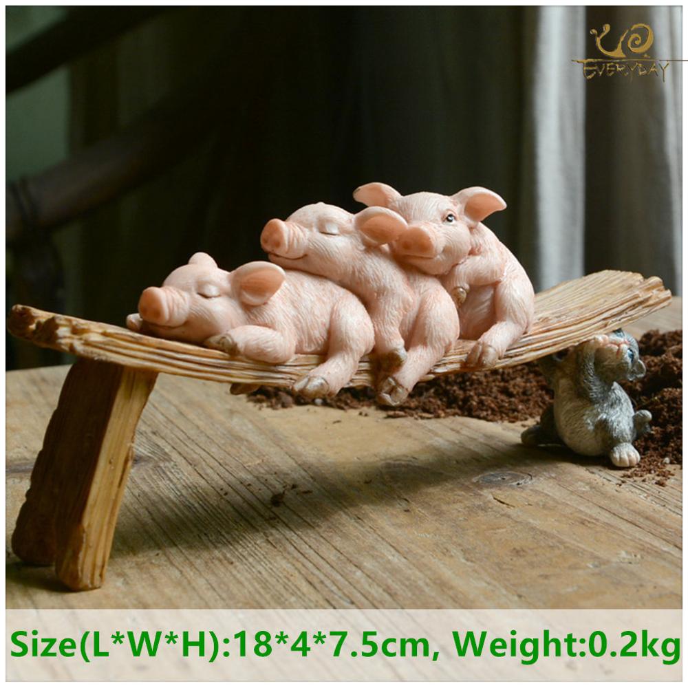 Home Decor Garden Miniature Animal Figurines Desktop Decoration Cute Pig Figure Toys Gift for Children