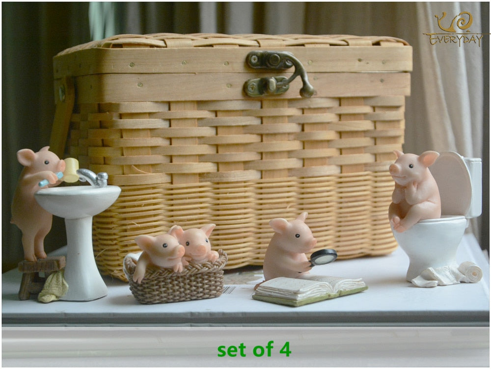 Home Decor Garden Miniature Animal Figurines Desktop Decoration Cute Pig Figure Toys Gift for Children