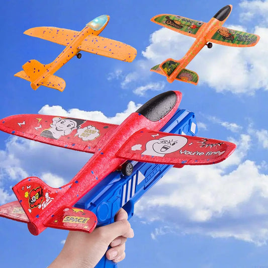 Foam aircraft 10-meter launcher glider toys children's outdoor games foam model flying round toys