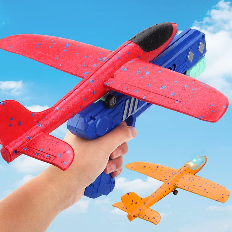 Foam aircraft 10-meter launcher glider toys children's outdoor games foam model flying round toys