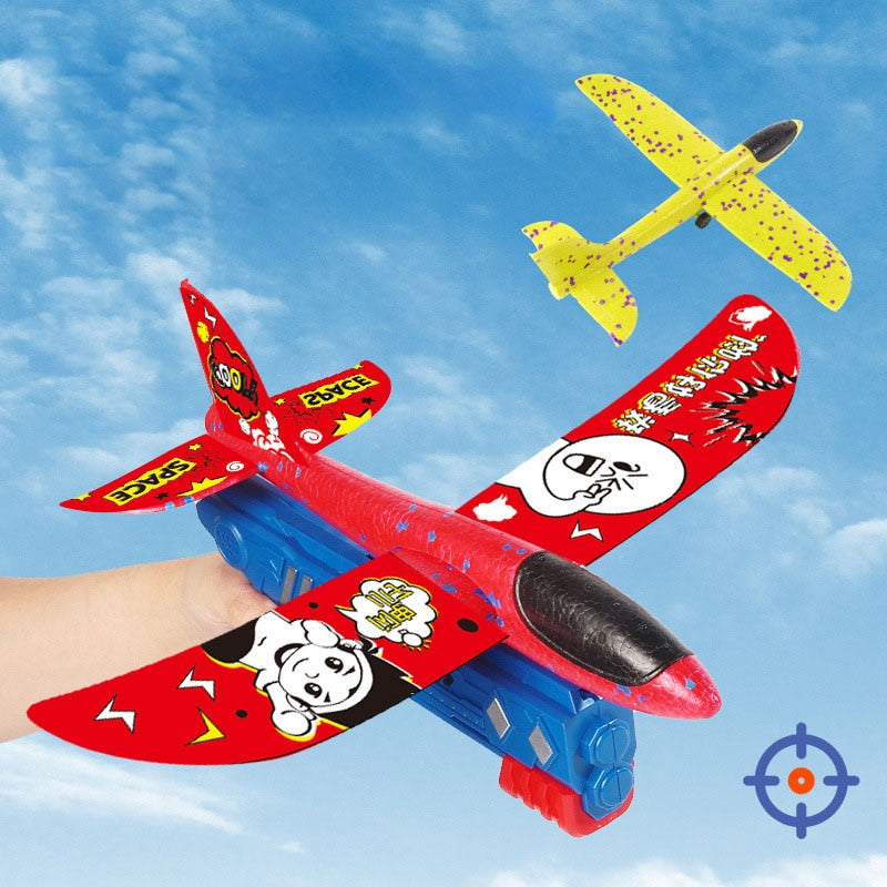 Foam aircraft 10-meter launcher glider toys children's outdoor games foam model flying round toys