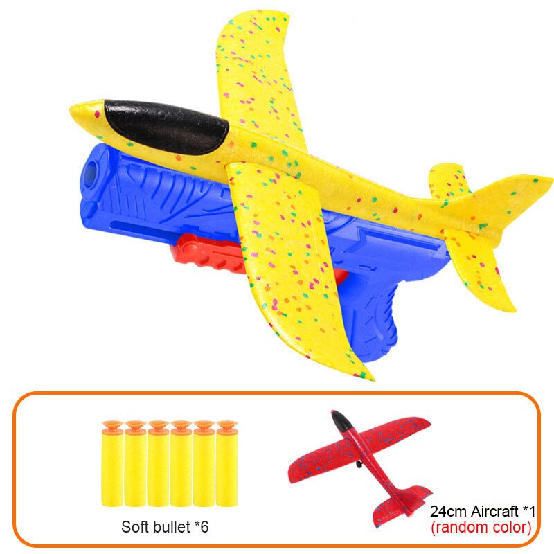 Foam aircraft 10-meter launcher glider toys children's outdoor games foam model flying round toys