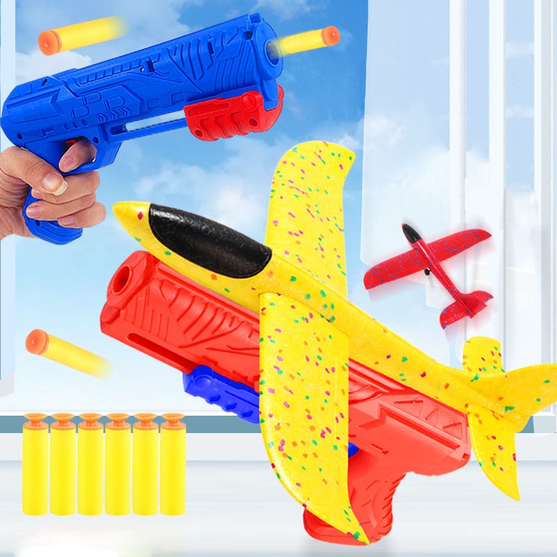 Foam aircraft 10-meter launcher glider toys children's outdoor games foam model flying round toys