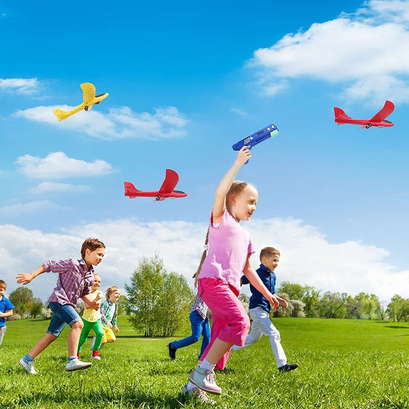 Foam aircraft 10-meter launcher glider toys children's outdoor games foam model flying round toys