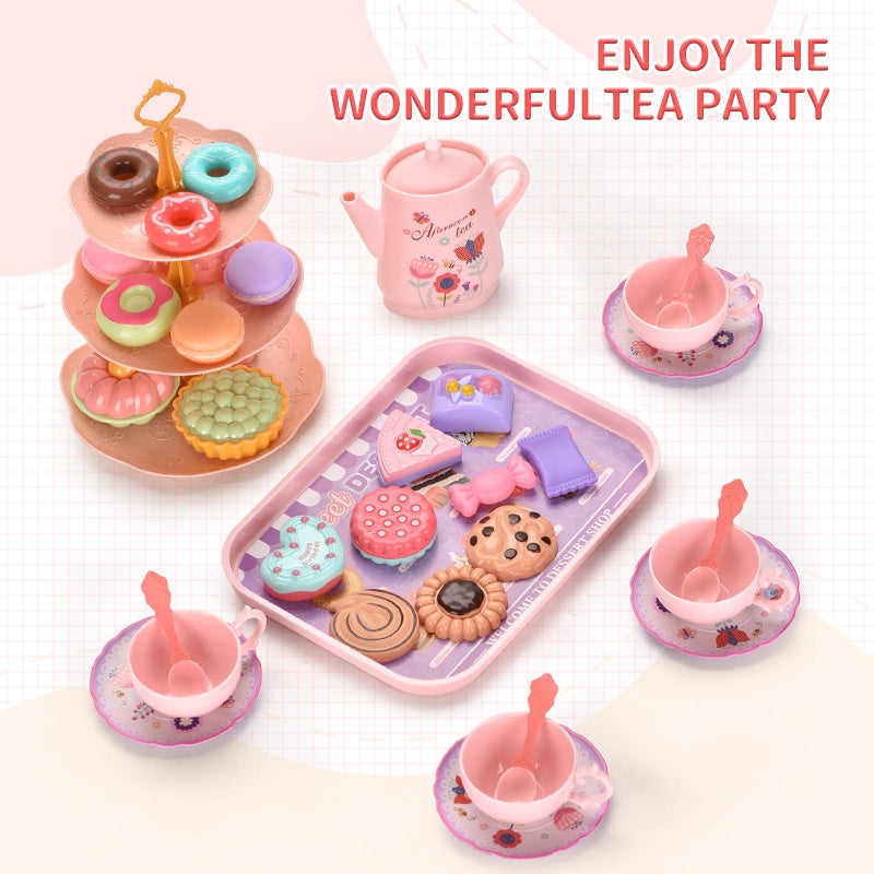 Prentend Play House Afternoon Tea Set Multiple Desserts