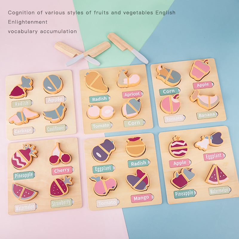 Wooden Fruit 3D Puzzle Kitchen Cut and Play Board Toy