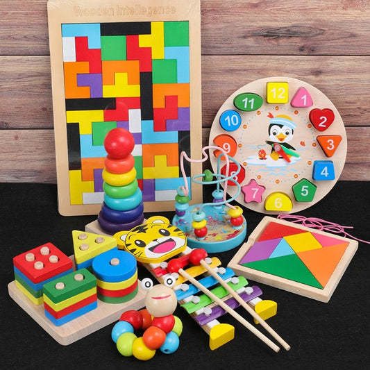 Montessori Wooden Toys Rainbow Building Blocks Children Learning Games Colorful Building Blocks Educational Toys