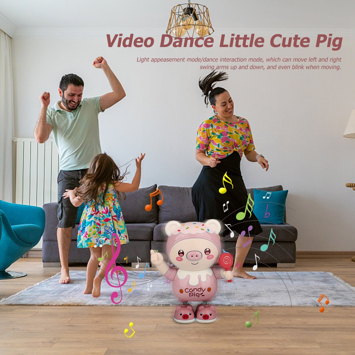 Plastic Baby Dancing Robot Parent-child Interrecative Cute Pig Baby Musical Toys